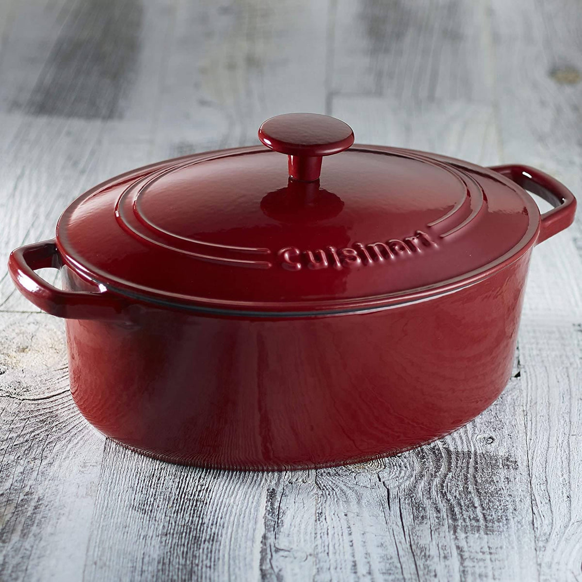 Cuisinart Chef's Classic Enameled Cast Iron 5.5 Quart Oval Covered Casserole (Cardinal Red) - CU-CI755-30CR Elegant AccScents