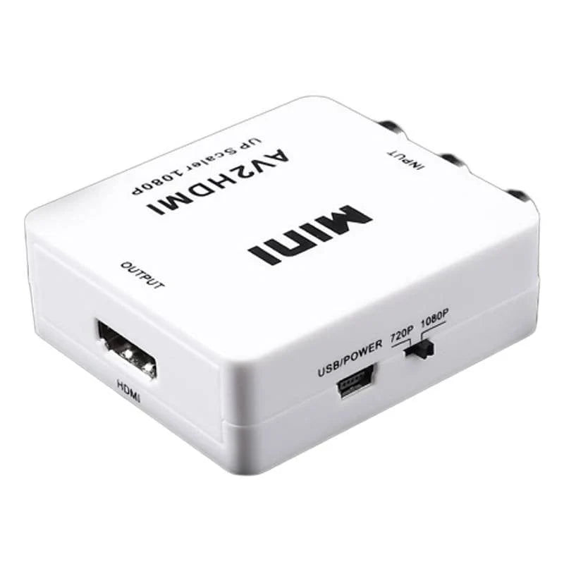 Mini AV to HDMI Video Converter Box AV2HDMI RCA AV HDMI CVBS to HDMI Adapter for HDTV TV PS3 PS4 PC DVD Xbox Projector - MNAVHDMIWHT Pie's Variety Store