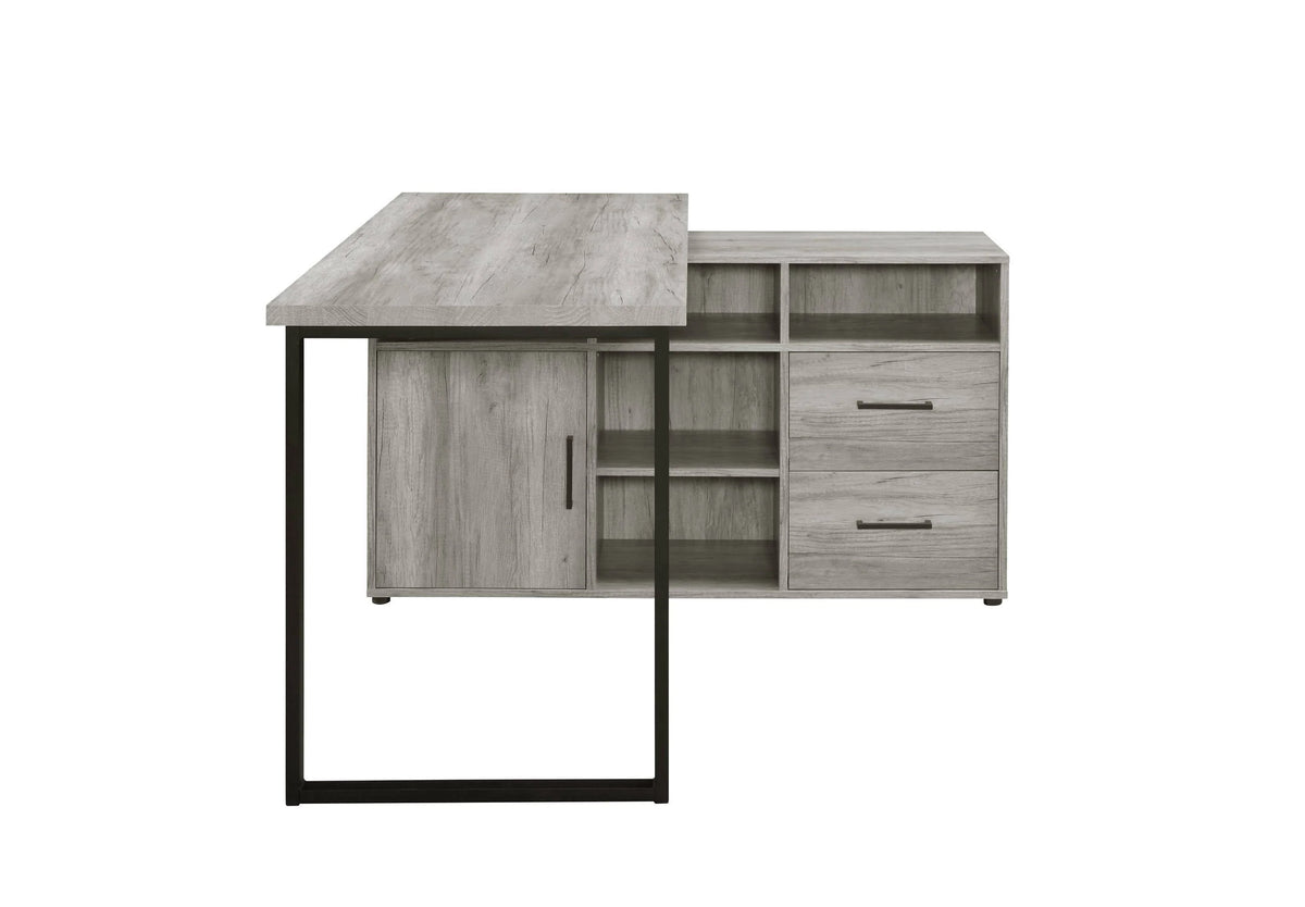 Hertford L-Shape Office Desk With Storage Grey Driftwood - 804462 Pie's Variety Store