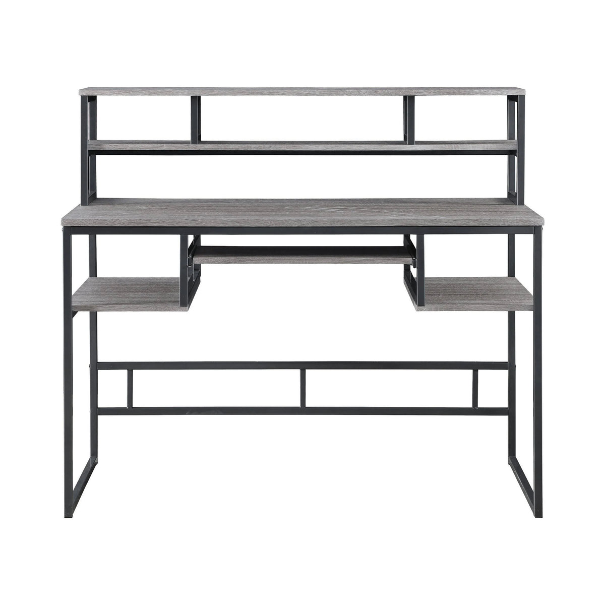 Mandy Computer Desk With Keyboard Tray Weathered Taupe And Gunmetal - 802488 coastmega