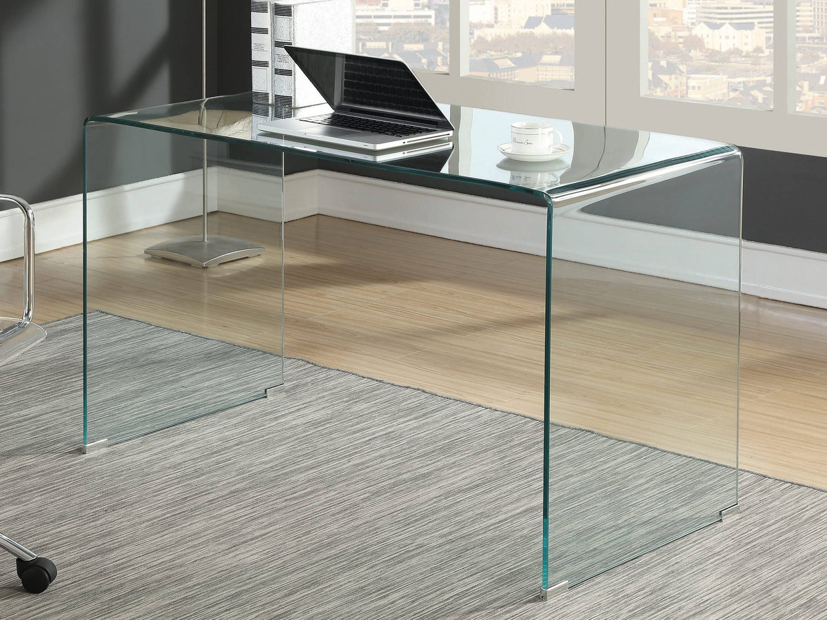 Highsmith Glass Writing Desk Clear Highsmith Glass Writing Desk Clear minimalist construction for a writing desk that's sure to please- 801581- 801581 Pie's Variety Store