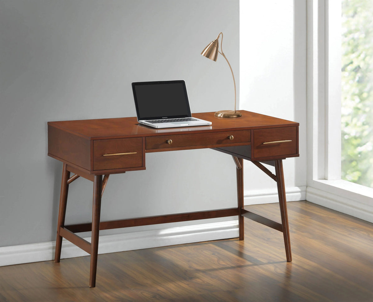 3-Drawer Writing Desk Walnut - 800744 coastmega