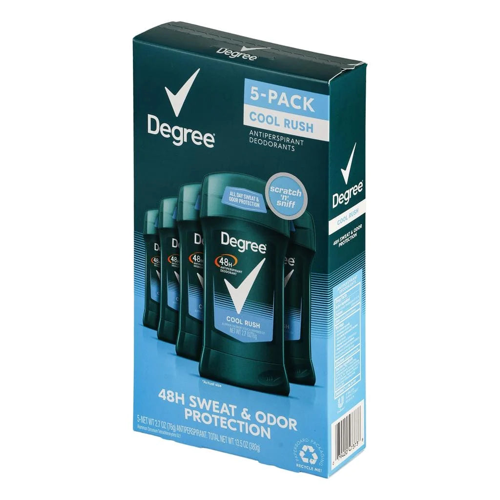 Degree Cool Rush Deodorant 5 Units / 2.7 oz / Cool Rush scented deodorant for men. Prevents sweat. Designed for sports. Invigorating fragrance. / 29284 dayana sifontes