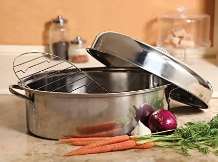 Gibson Home Top Roast Oval Roaster Pan with Lid and Rack