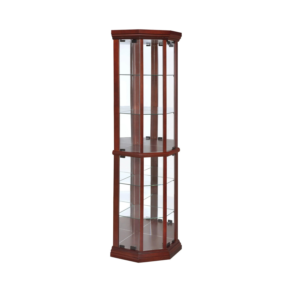 6-Shelf Corner Curio Cabinet Medium Brown - 3393 Pie's Variety Store