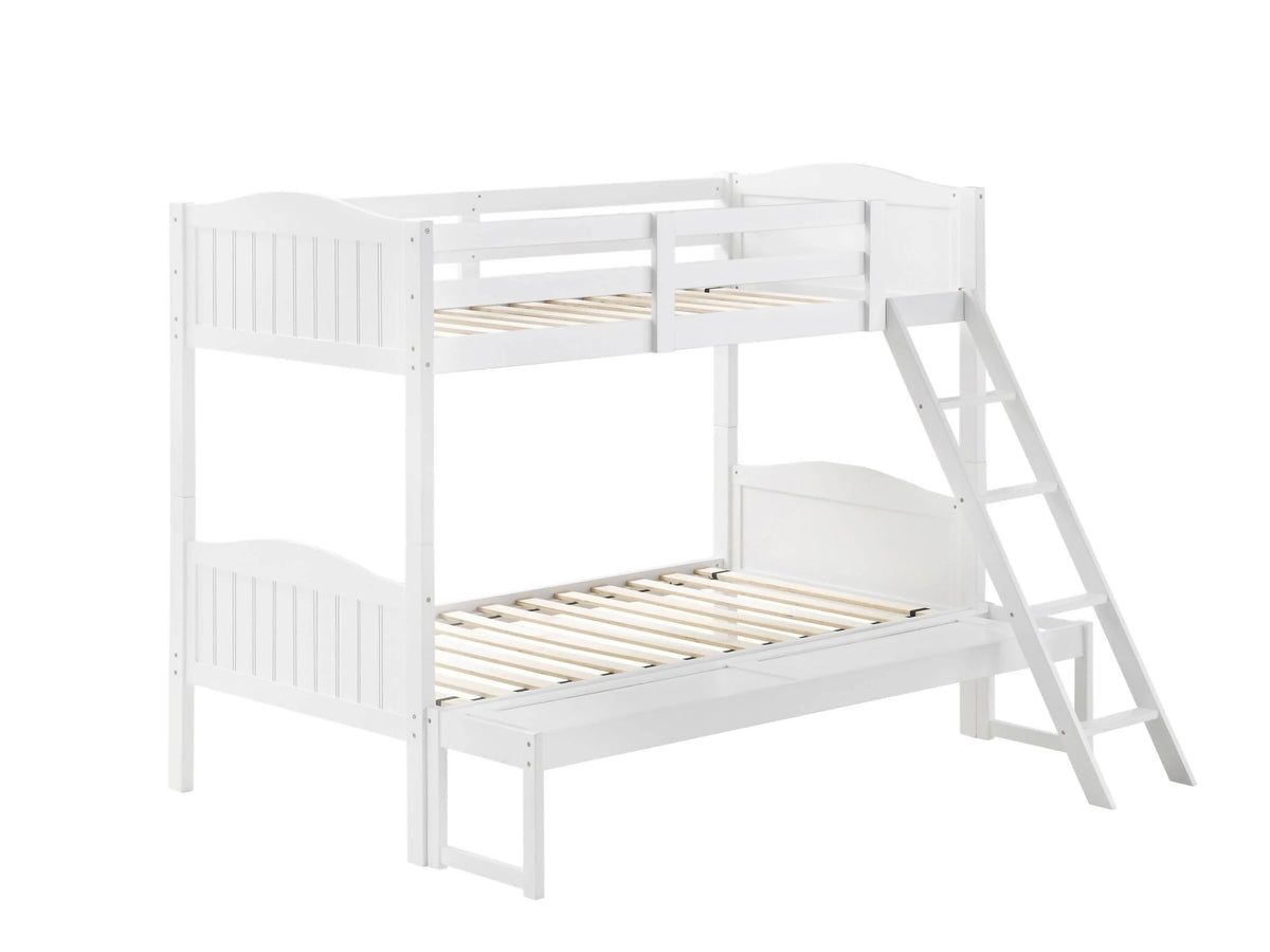 Littleton Twin/Full Bunk Bed With Ladder White - 405054WHT A-Z Store Nadia