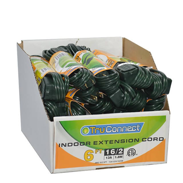 Truconnect Durable Indoor Extension Cord 6 Feet With 3 Receptacles