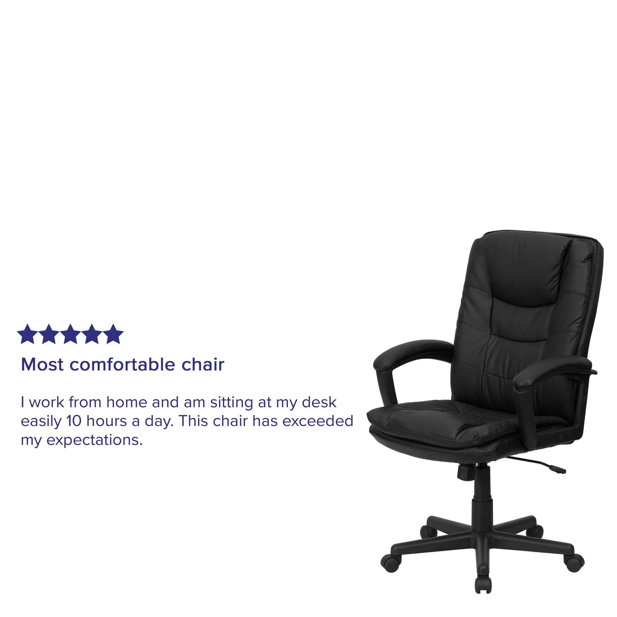 Mid-Back Black Leather Executive Swivel Office Chair with Rounded Back and Arms - BT-8075-BK-GG A-Z Store Nadia