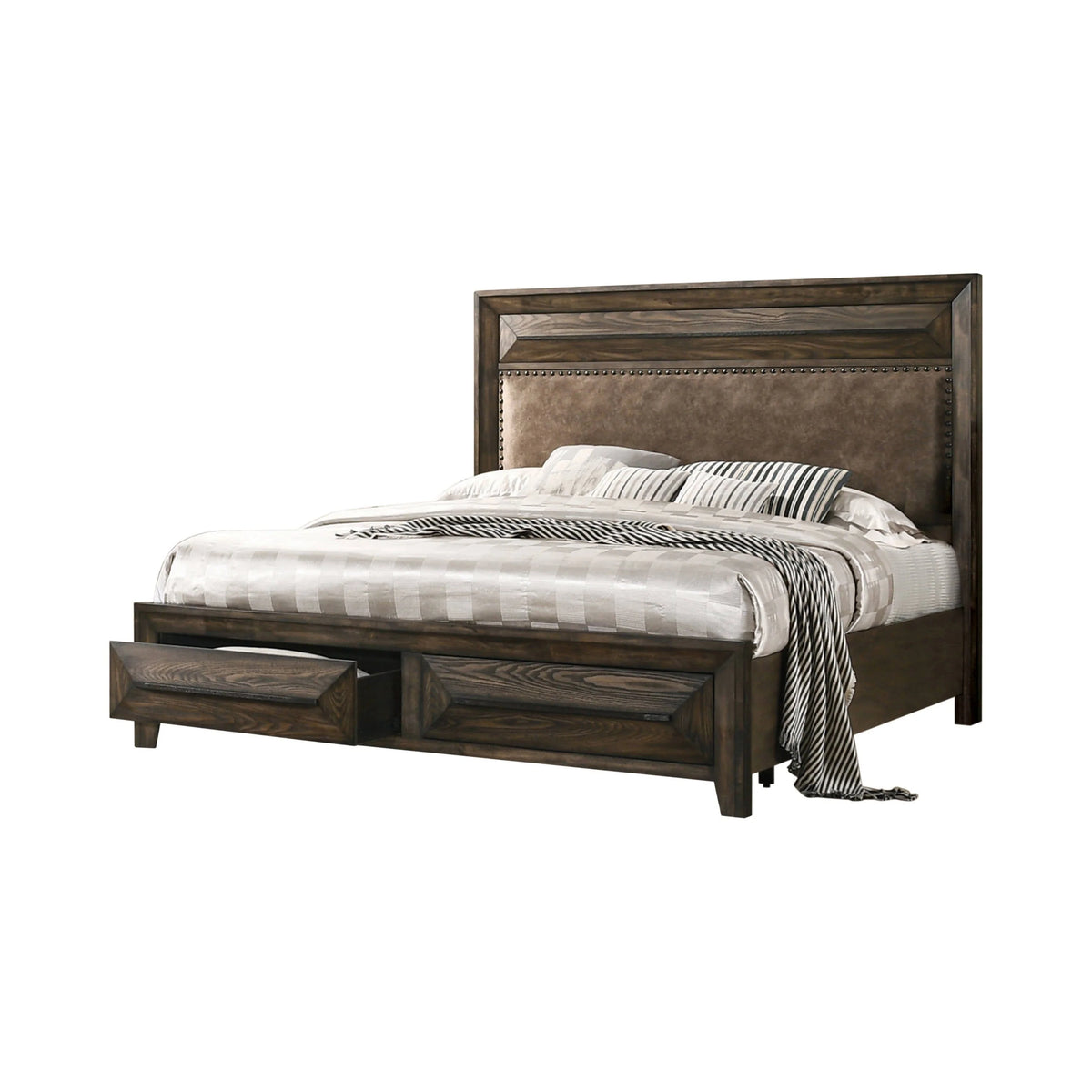 Preston California King 2-Drawer Storage Bed Rustic Chestnut - 205440KW Pie's Variety Store