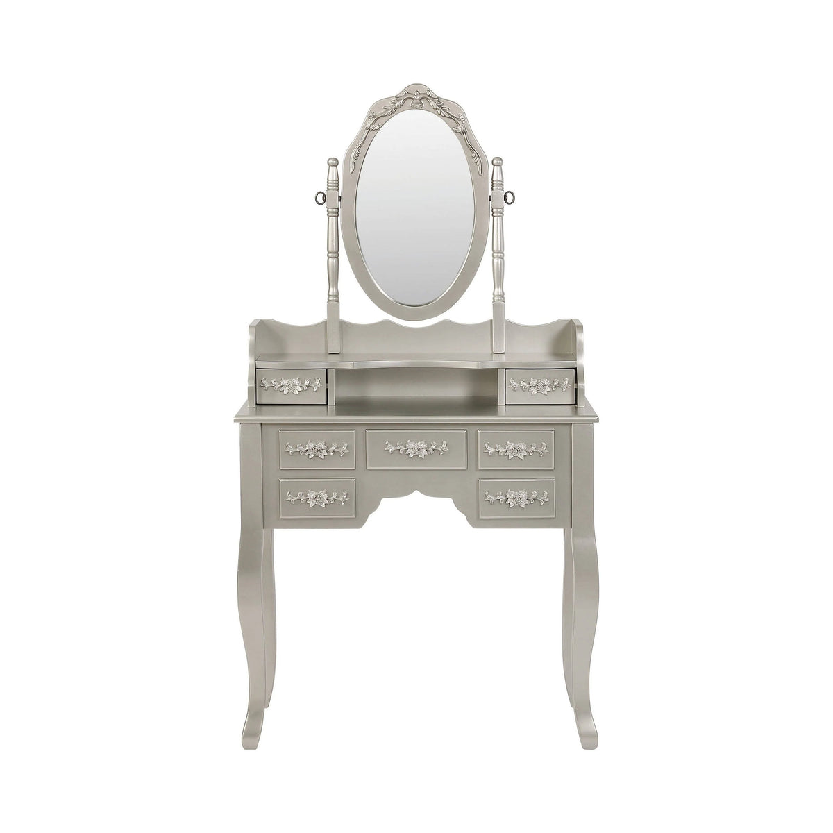 2-Piece Vanity Set Metallic Silver And White - 930137 coastmega