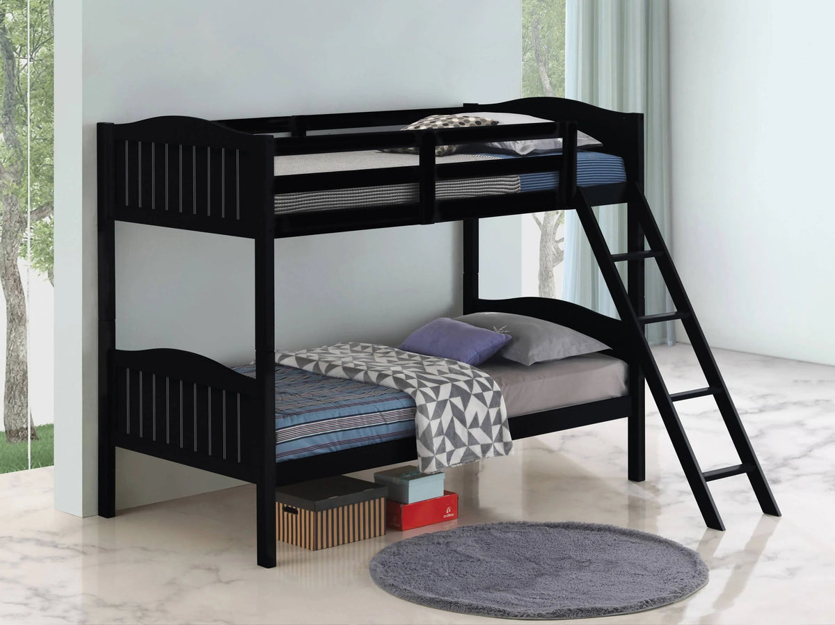 Littleton Twin/Twin Bunk Bed With Ladder Black - 405053BLK A-Z Store Nadia