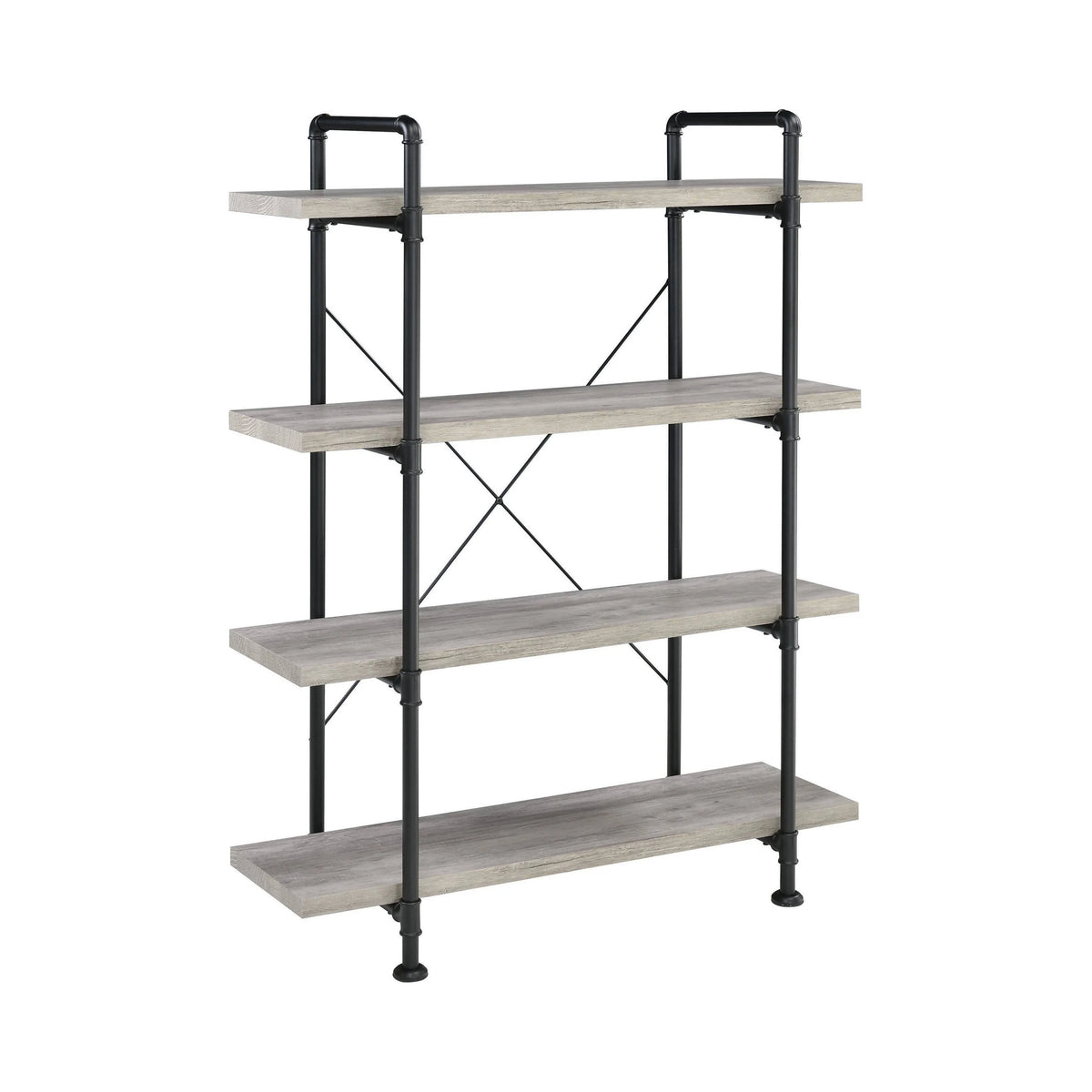 Delray 4-Tier Open Shelving Bookcase Grey Driftwood And Black - 804406 Pie's Variety Store