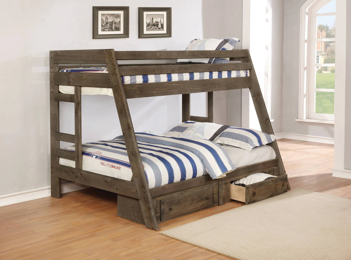 Wrangle Hill Twin Over Full Bunk Bed Gun Smoke - 400830 A-Z Store Nadia