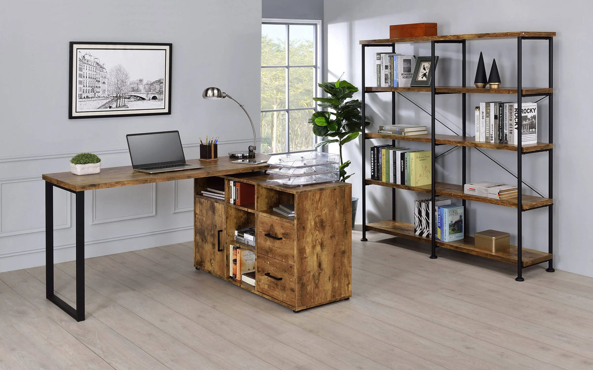 Hertford L-Shape Office Desk With Storage Grey Driftwood - 804462 Pie's Variety Store