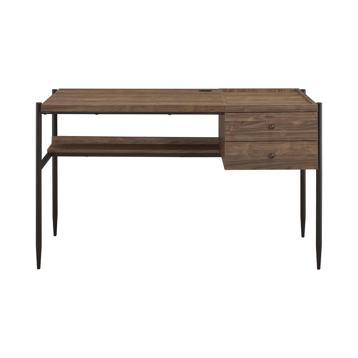 Lawtey 2-Drawer Writing Desk With Outlet Aged Walnut -this wooden desk has all you need for hours of productivity. 804291 coastmega