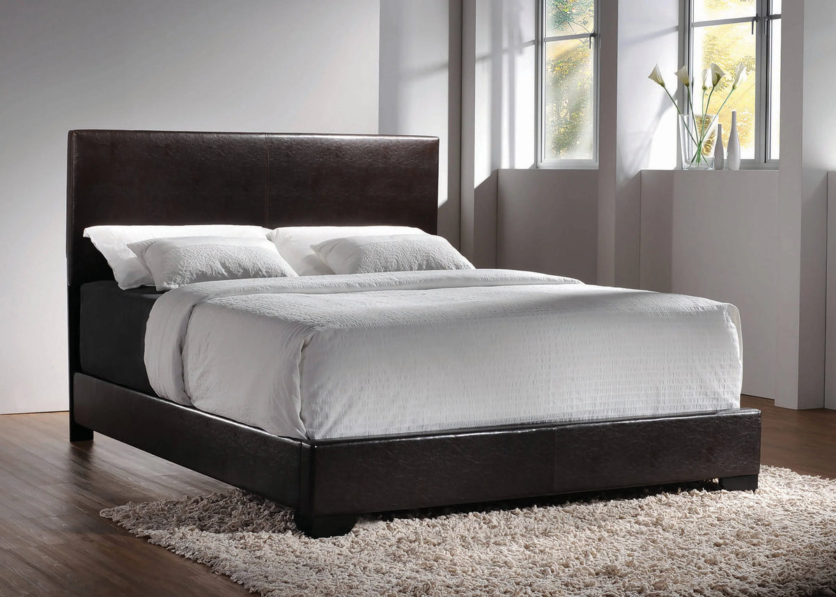 Conner Eastern King Upholstered Panel Bed Dark Brown - 300261KE Pie's Variety Store
