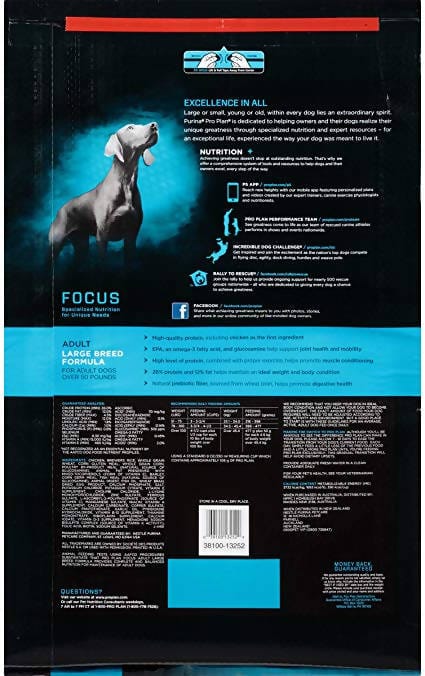 Purina Pro Plan Focus Adult Large Breed Chicken and Rice Dog Food 34lbs - 03810013253 Pie's Variety Store