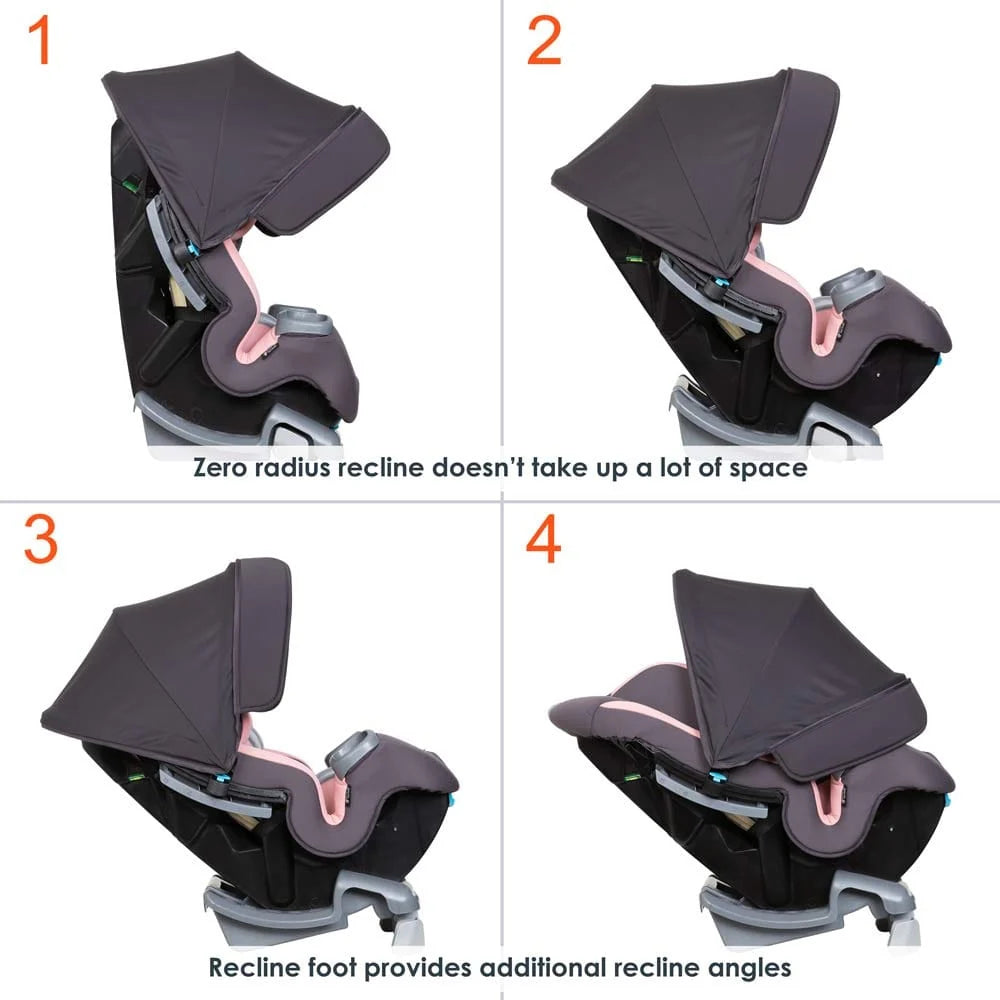 Baby Trend Cover Me 4 In 1 Convertible Car Seat Quartz Pink: integrated patented height and angle adjustable UPF 50+ canopy for full in-car shade protection - CV89D09B ebuystt