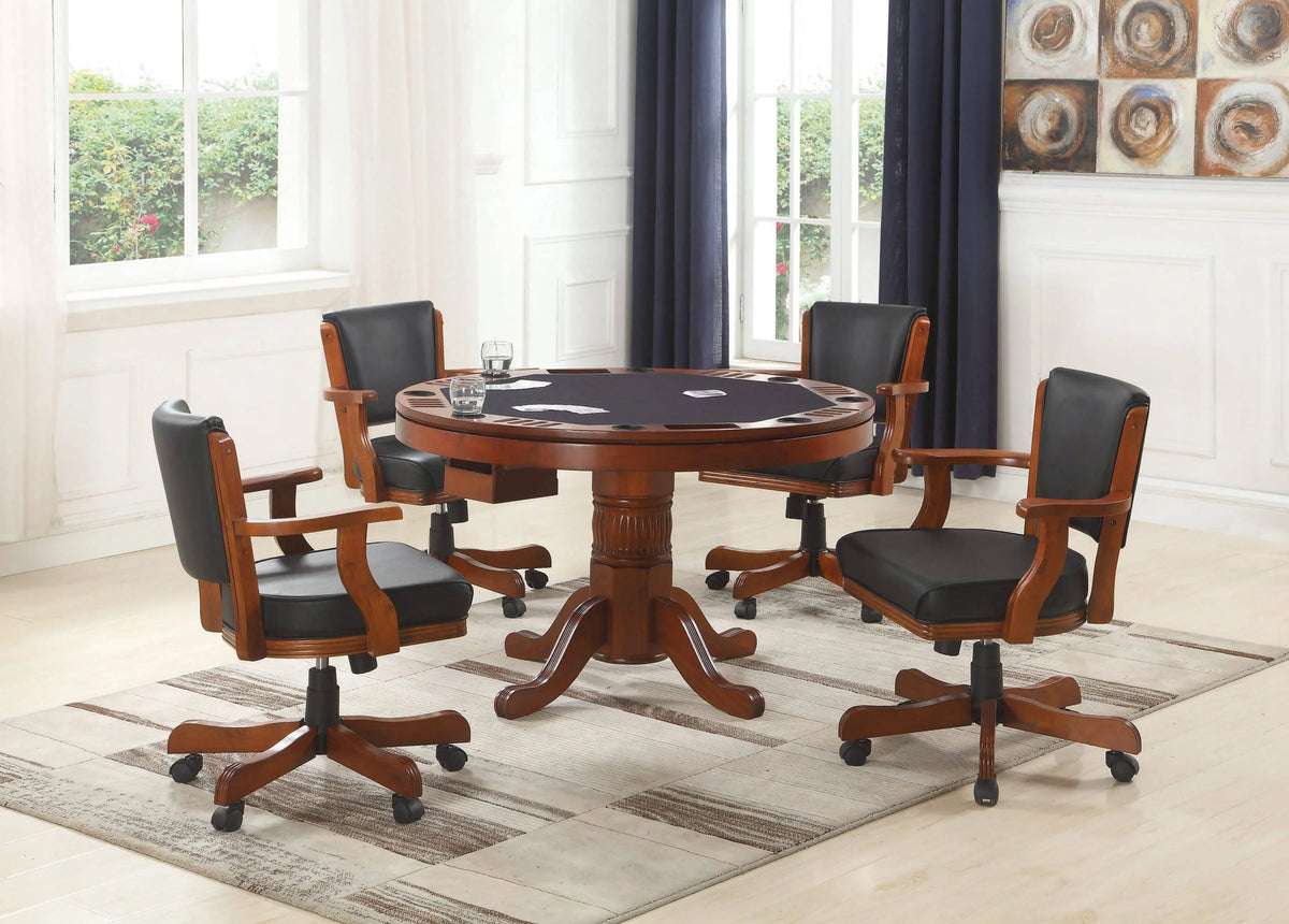 Mitchell Upholstered Game Chair Chestnut And Black - 100202 Pie's Variety Store