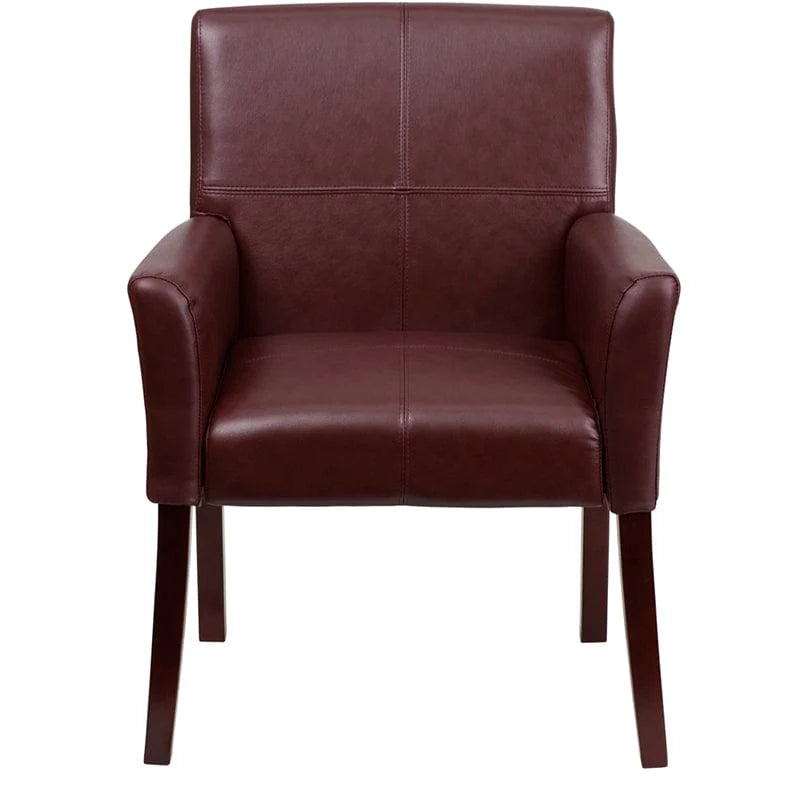 Burgundy LeatherSoft Executive Side Reception Chair with Mahogany Legs - BT-353-BURG-GG A-Z Store Nadia