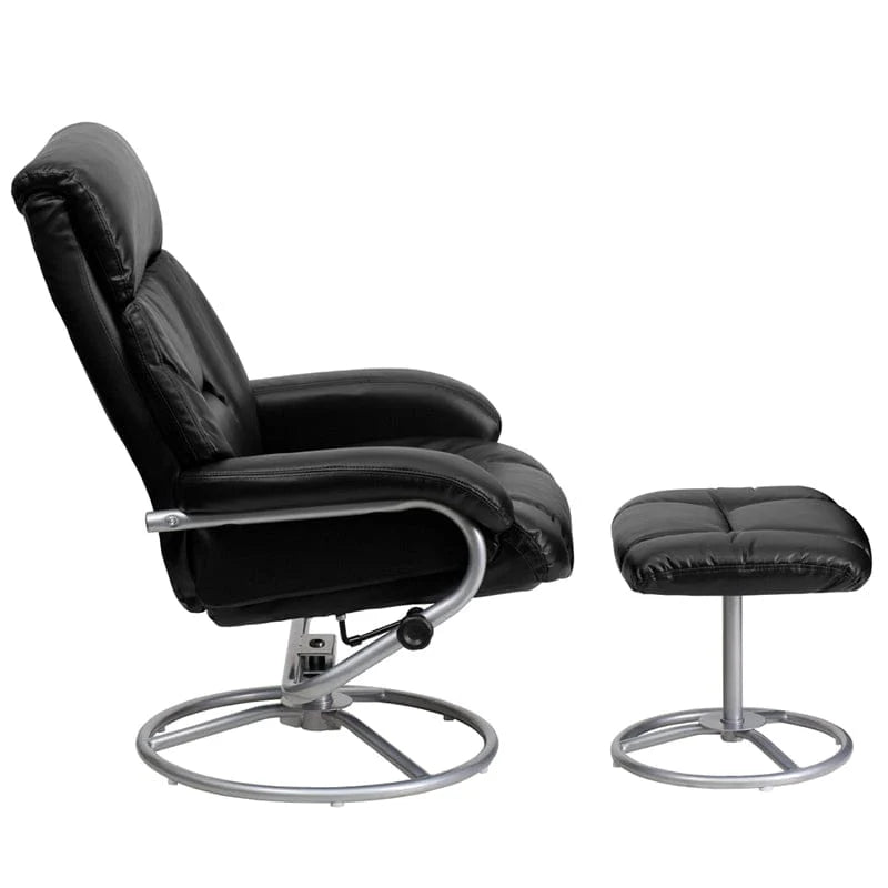Contemporary Multi-Position Recliner and Ottoman with Metal Base in Black LeatherSoft - BT-70230-BK-CIR-GG A-Z Store Nadia