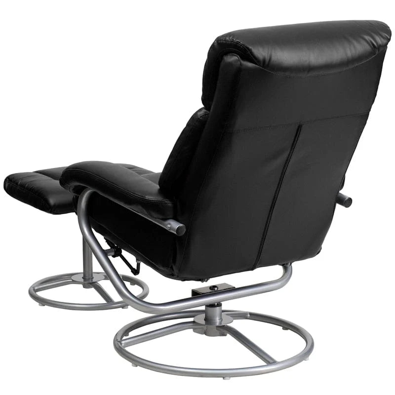 Contemporary Multi-Position Recliner and Ottoman with Metal Base in Black LeatherSoft - BT-70230-BK-CIR-GG A-Z Store Nadia