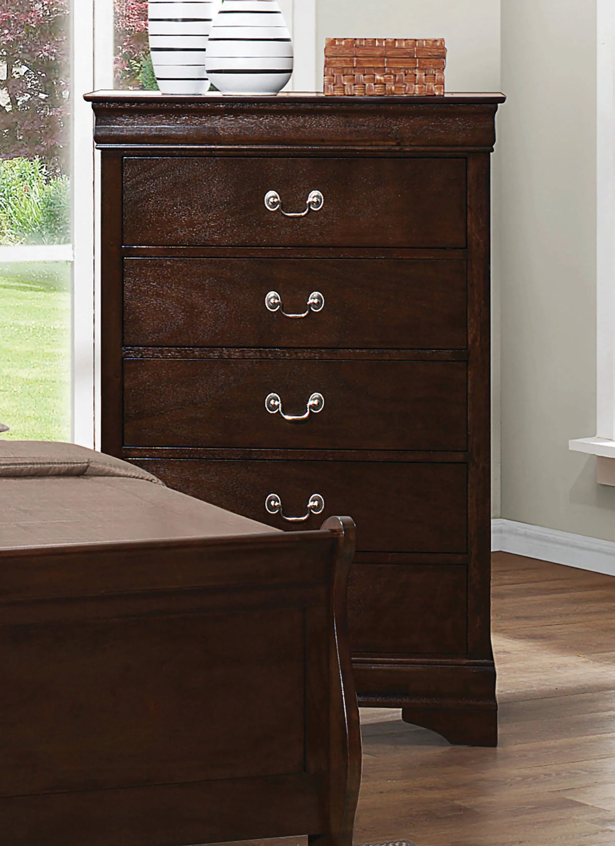 Louis Philippe 5-Drawer Chest With Silver Bails Cappuccino - 202415 Pie's Variety Store