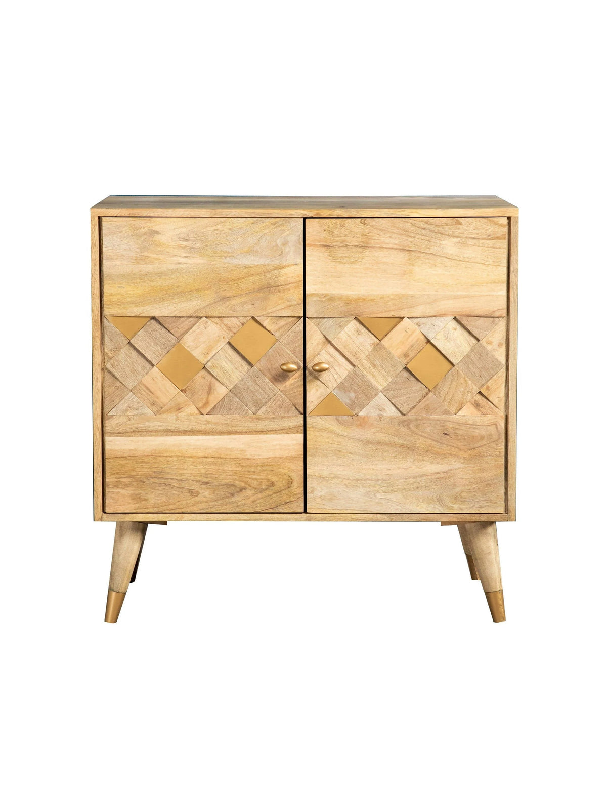 Checkered Pattern 2-Door Accent Cabinet Natural - 953459 Pie's Variety Store