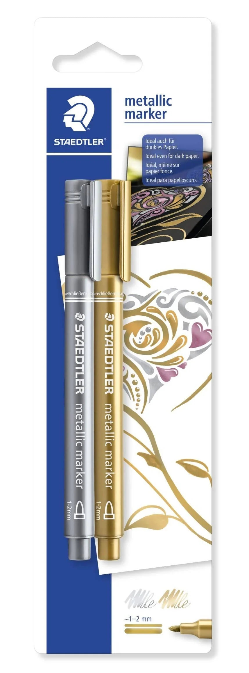 Staedtler 8323 Metallic Pens (Set of 2) are ideal for opaque writing and decorating on light and dark paper as well as on cards - 8323-S BK2 Elegant AccScents