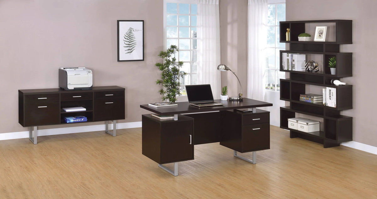 Glavan 5-Drawer Credenza With Adjustable Shelf Cappuccino - 801522 Pie's Variety Store