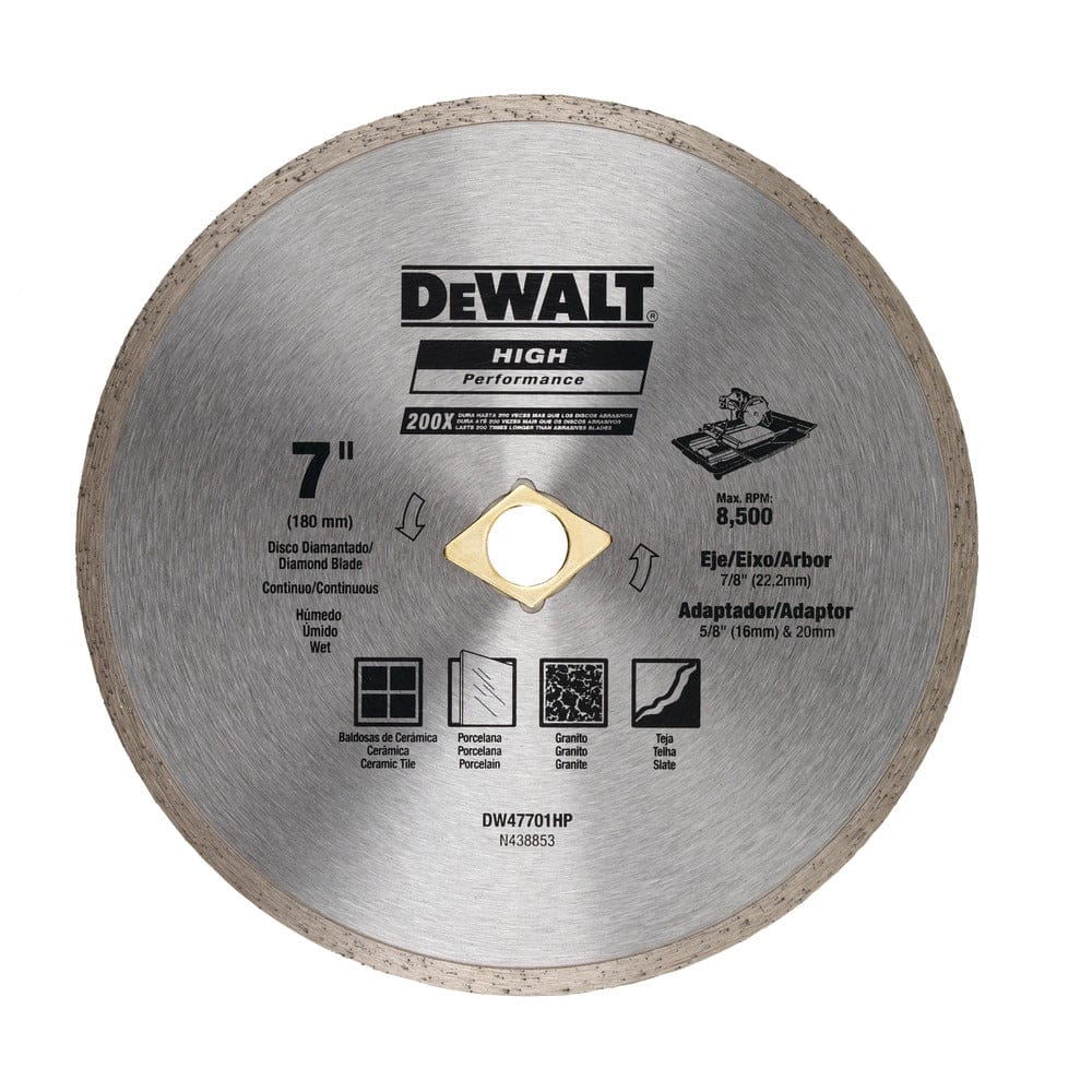 Dewalt Diamond Wet/Dry Continuous Edge Blade 7 Inches (180MM) - For General Purpose Cutting Of Ceramic Tile