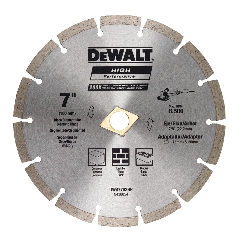 Dewalt Diamond Blade Segmented 7 Inches (180MM) Wet/Dry Use For General Purpose Cutting Of Cured Concrete