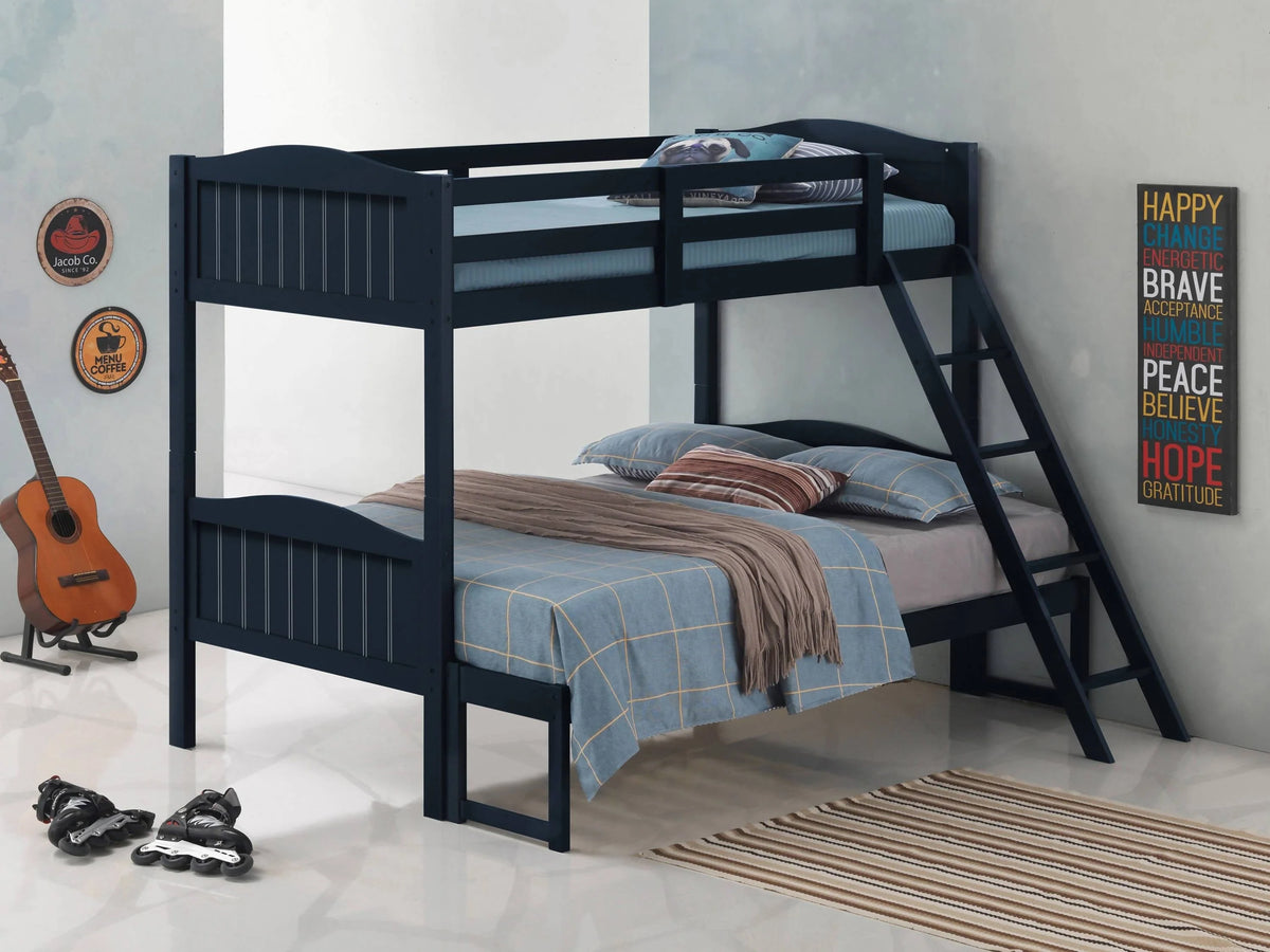 Littleton Twin/Full Bunk Bed With Ladder Blue - 405054BLU A-Z Store Nadia