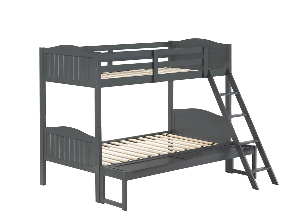 Littleton Twin/Full Bunk Bed With Ladder Grey - 405054GRY A-Z Store Nadia