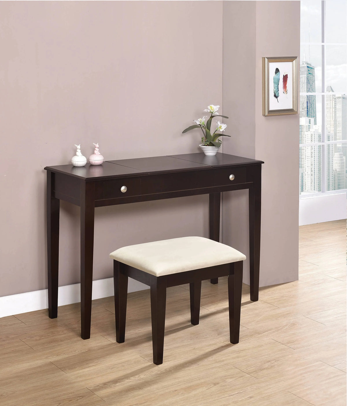 2-Piece Vanity Set Espresso And Beige - 300080 Pie's Variety Store