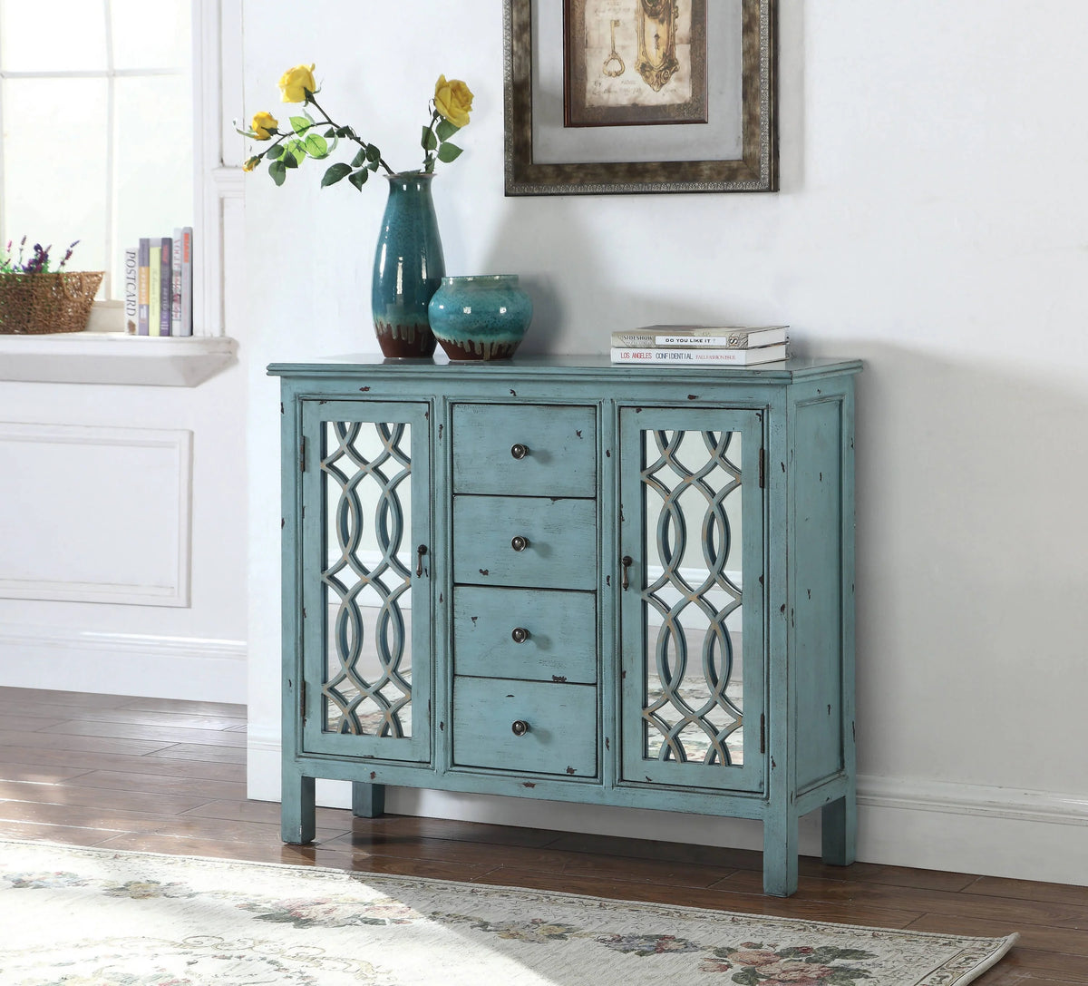 4-Drawer Accent Cabinet Antique Blue - 950736 Pie's Variety Store