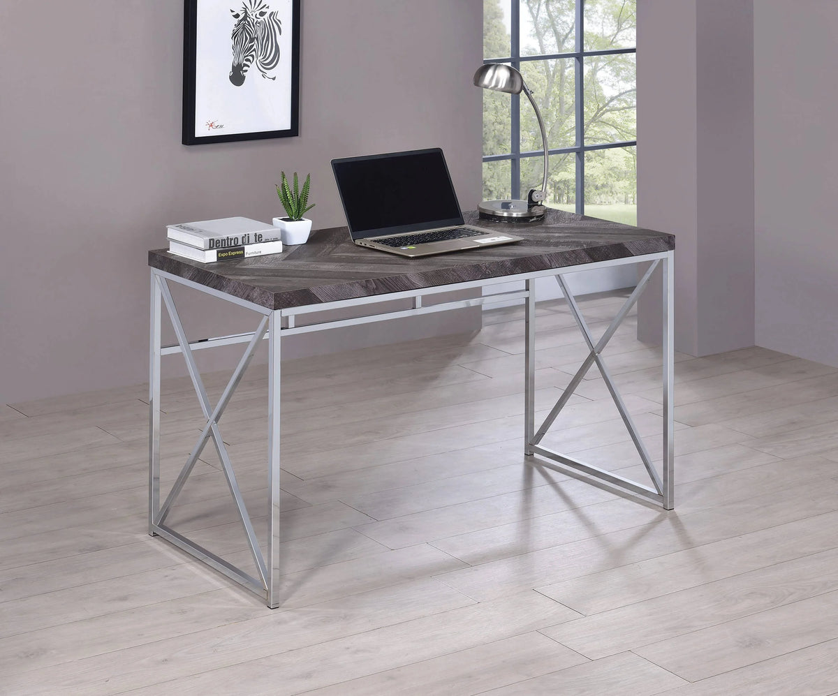 Grimma Writing Desk Rustic Grey Herringbone - 802611 Pie's Variety Store