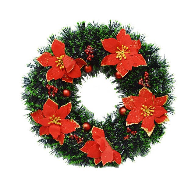 Christmas Wreath Decoration With Poinsettia 40CM