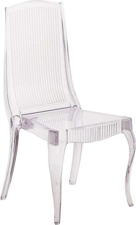 Elegance Crystal Ice Stacking Chair with Full Back Vertical Line Design - BH-K002-CRYSTAL-GG ADRIAN'S ELECTRONICS