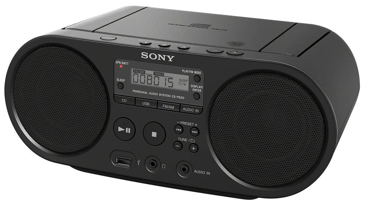 Sony Zs-PS50 Black Portable Cd Boombox Player Digital Tuner Am/FM Radio USB Playback and Audio Input Mega Bass Reflex Stereo Sound System - ZSPS50BLK Pie's Variety Store