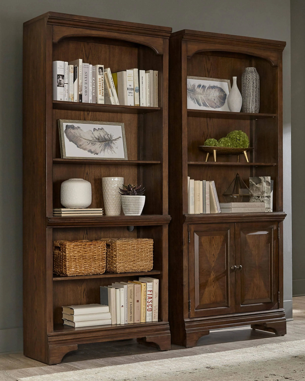 Hartshill Bookcase With Cabinet Burnished Oak - 881286 Pie's Variety Store