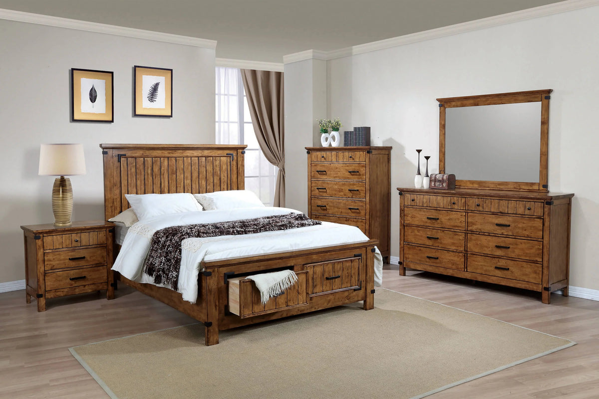 Brenner Queen Panel Bed Rustic Honey 4 PIECE Set - SET4PC205260Q Pie's Variety Store