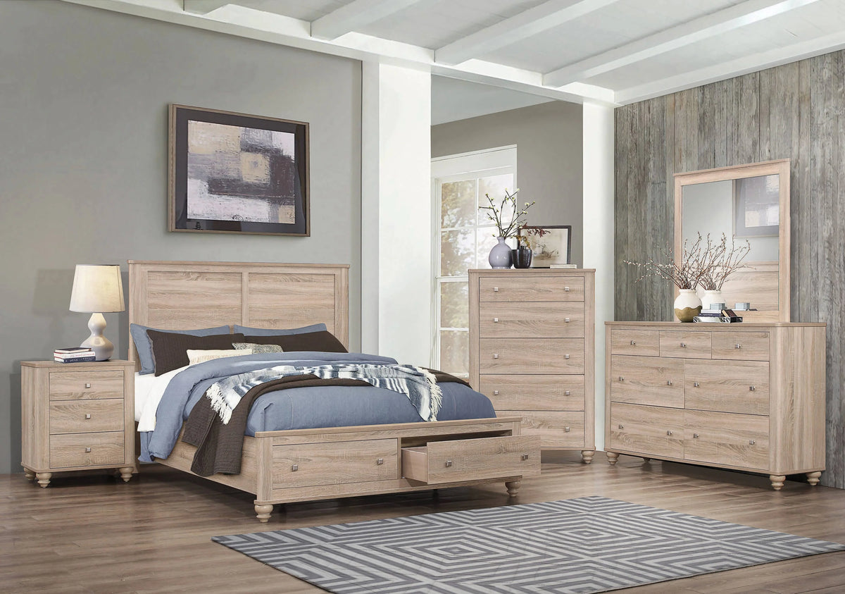 Wenham Queen Storage Bed Natural Oak - 205460Q Pie's Variety Store