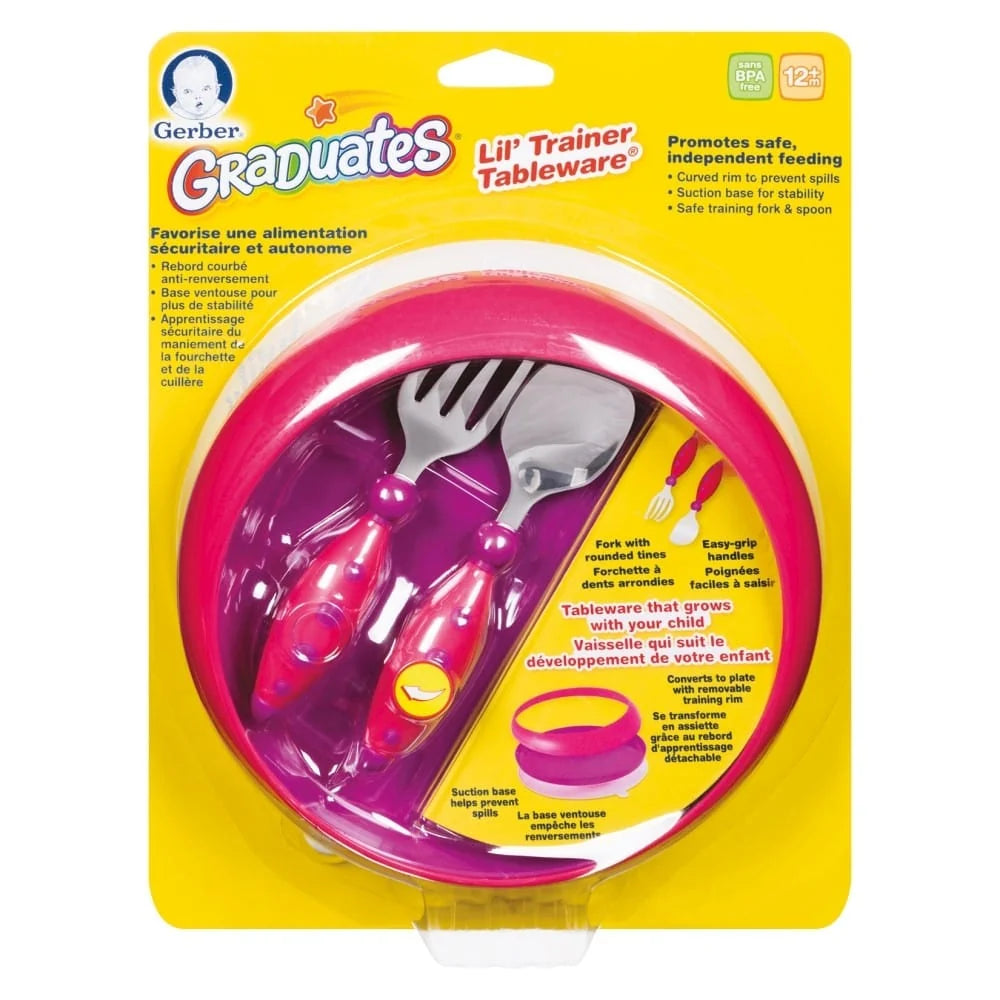 GERBER Cutlery Set: Graduates Lil' Trainer Tableware Set is ideal for kids who are learning to self-feed - 18190HY ebu