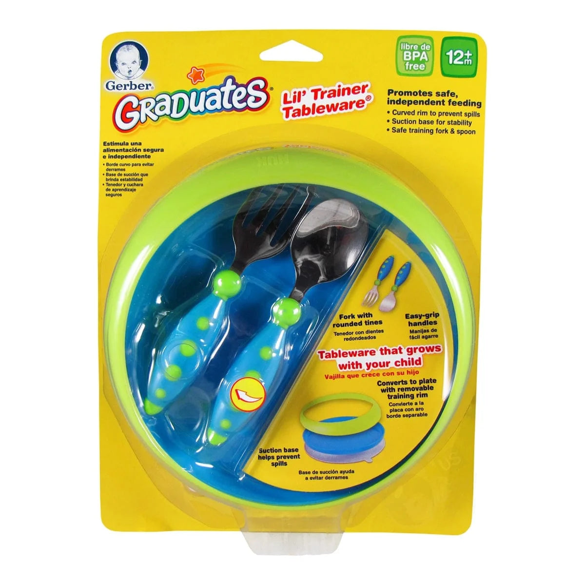 GERBER Cutlery Set: Graduates Lil' Trainer Tableware Set is ideal for kids who are learning to self-feed - 18190HY ebu