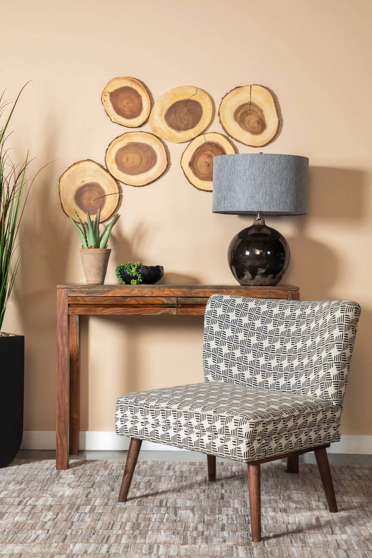 Upholstered Accent Chair With Wooden Leg Black And White - 905502 Pie's Variety Store