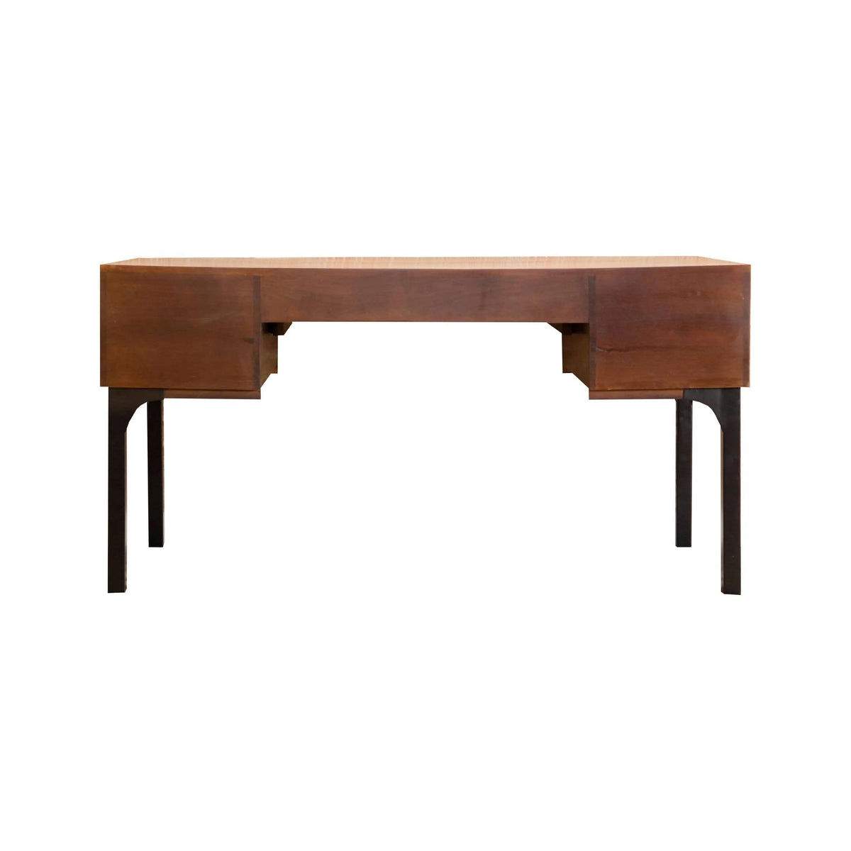 Portwall 4-Drawer Writing Desk Brown Mango And Matte Black An expansive tabletop brings plenty of room for a laptop and notebook - 991038 Pie's Variety Store