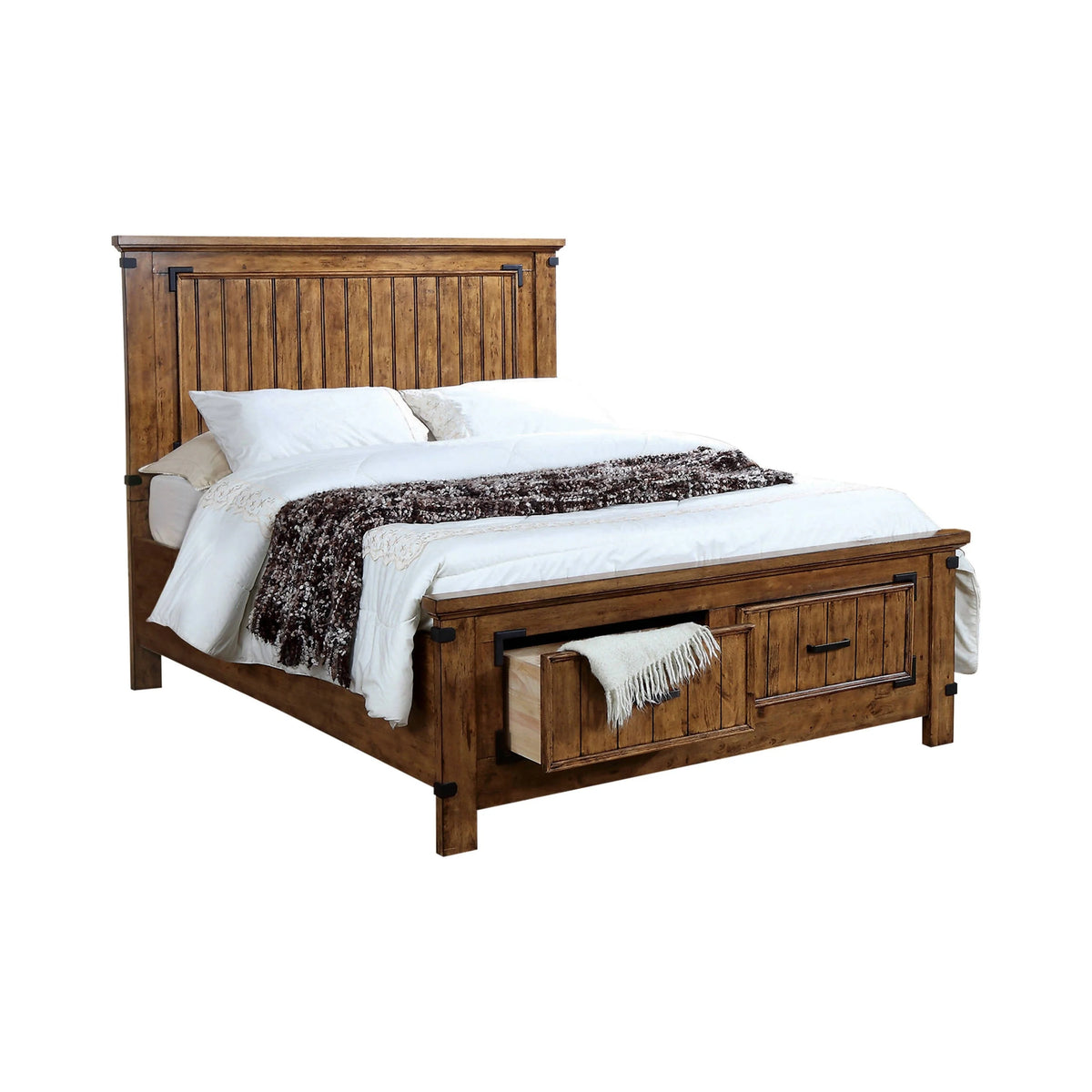 Brenner Queen Panel Bed Rustic Honey 4 PIECE Set - SET4PC205260Q Pie's Variety Store