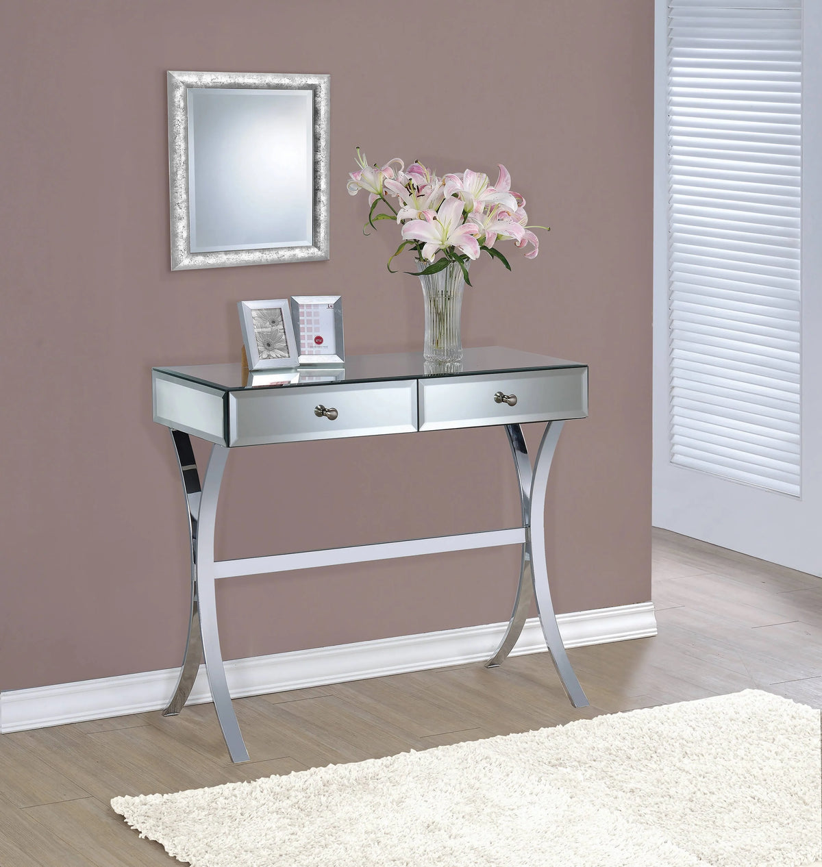 2-Drawer Console Table Clear Mirror - 950355 Pie's Variety Store
