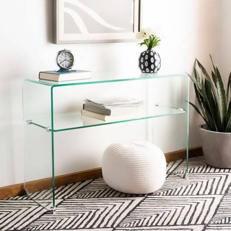Glass 1-Shelf Rectangular Console Table Clear - 935865 Pie's Variety Store
